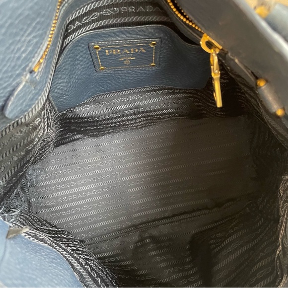 Prada Vitello Daino Pebble Leather Side Pocket Tote Bag - Picture 9 of 16